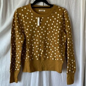 NWT Madewell Banded Sweatshirt in Inkwell Dots. Yellow-orange color. Size medium